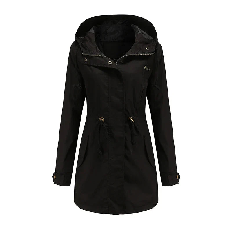 Cotton Hooded Trench Coat with Adjustable Drawstring Fit 7