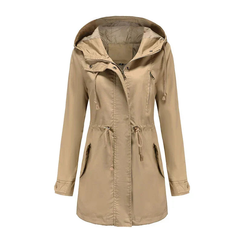 Cotton Hooded Trench Coat with Adjustable Drawstring Fit 8