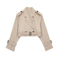 Cropped Trench Coat for Women with Tailored Fit - Lightweight Polyester 0