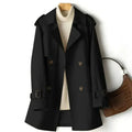 Double-Breasted Tailored Black Trench Coat for Women 0