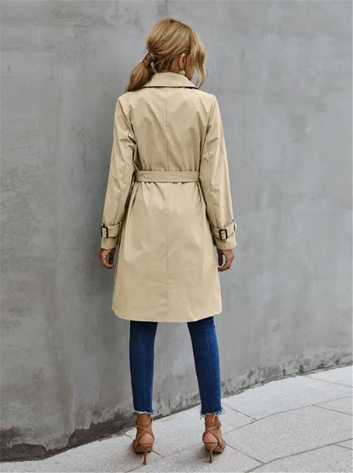 Double-Breasted Trench Coat with Waistband and Tailored Fit 1