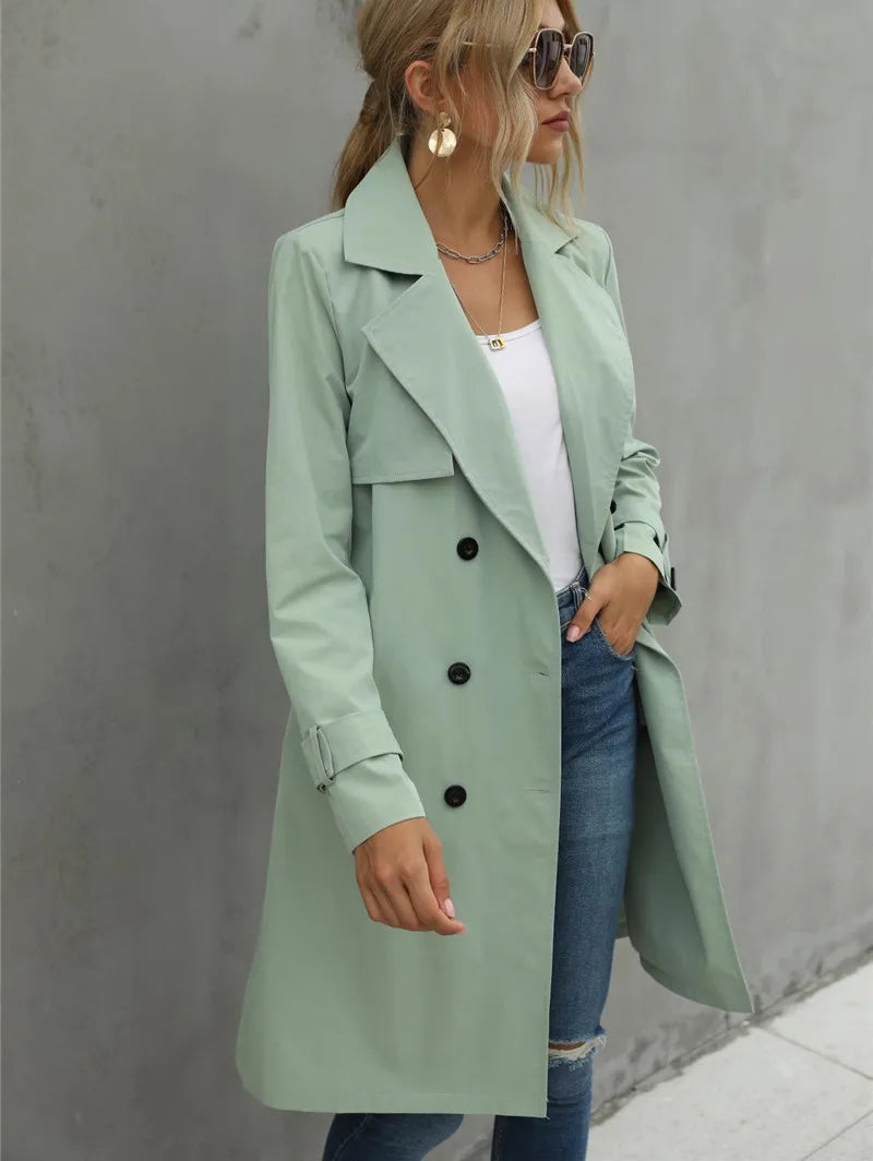 Double-Breasted Trench Coat with Waistband and Tailored Fit 5