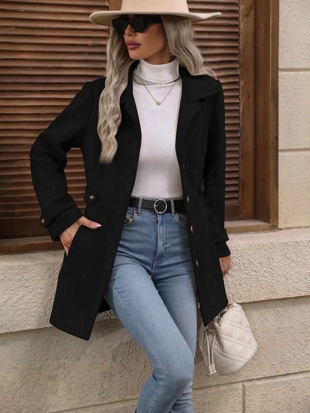 Fitted Classic Trench Coat with Adjustable Waist for Women 7