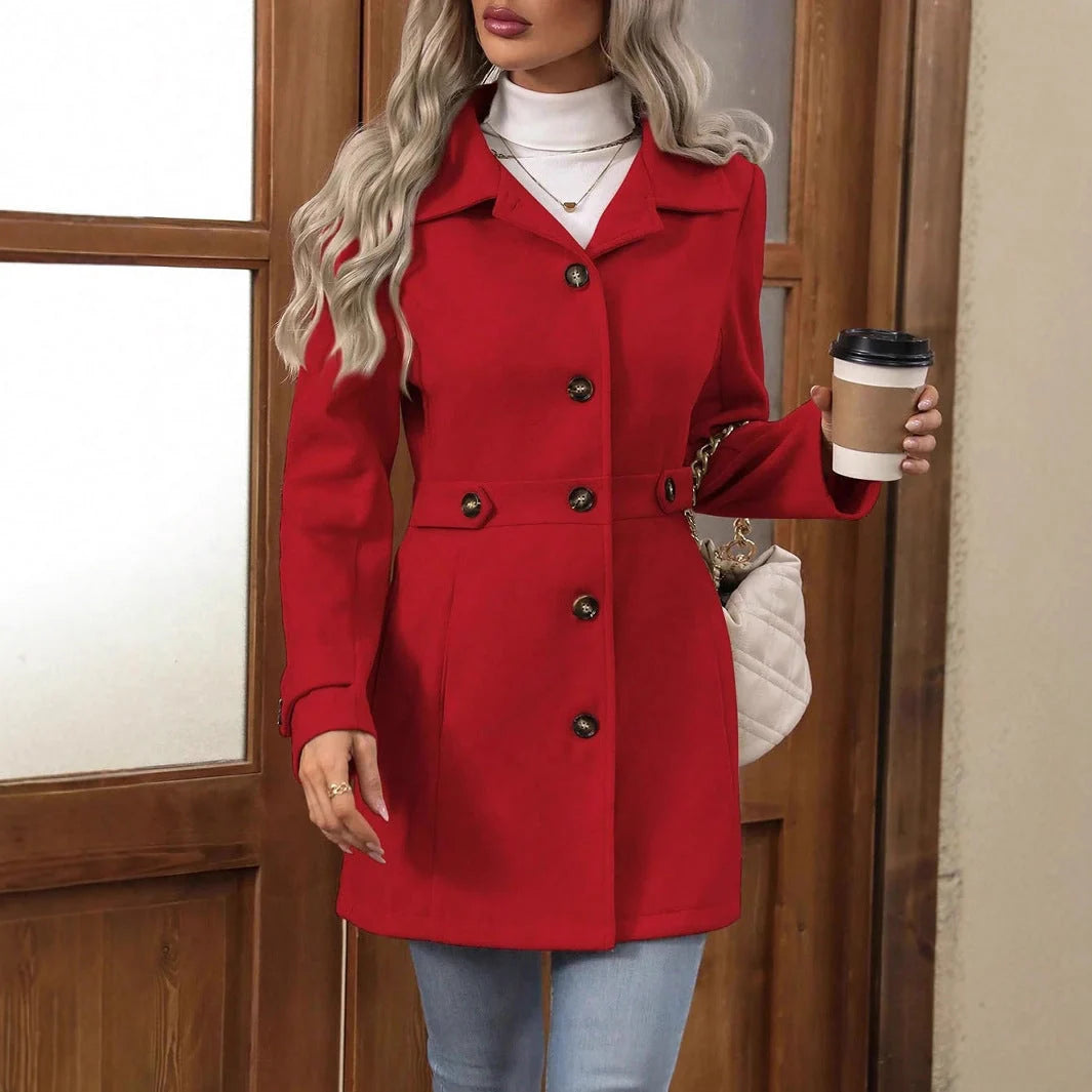 Fitted Classic Trench Coat with Adjustable Waist for Women 8