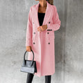Fitted Women's Winter Trench Coat with Double Button Closure and Belt 0