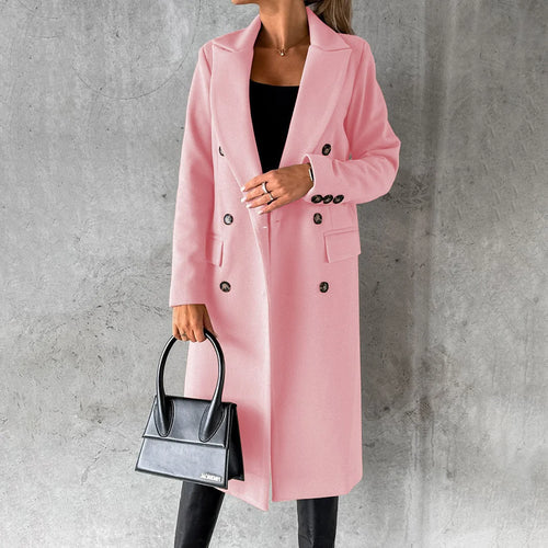 Fitted Women's Winter Trench Coat with Double Button Closure and Belt 0