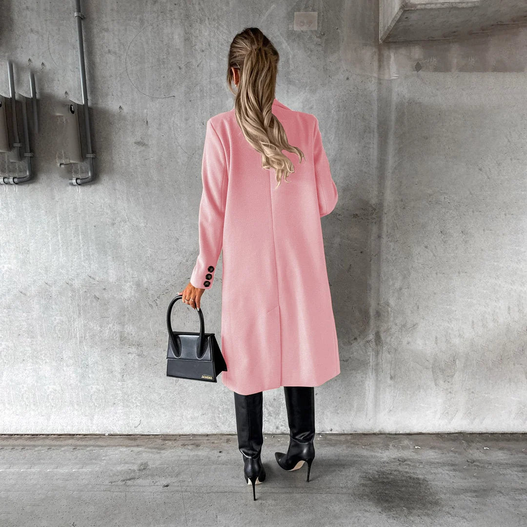 Fitted Women's Winter Trench Coat with Double Button Closure and Belt 1