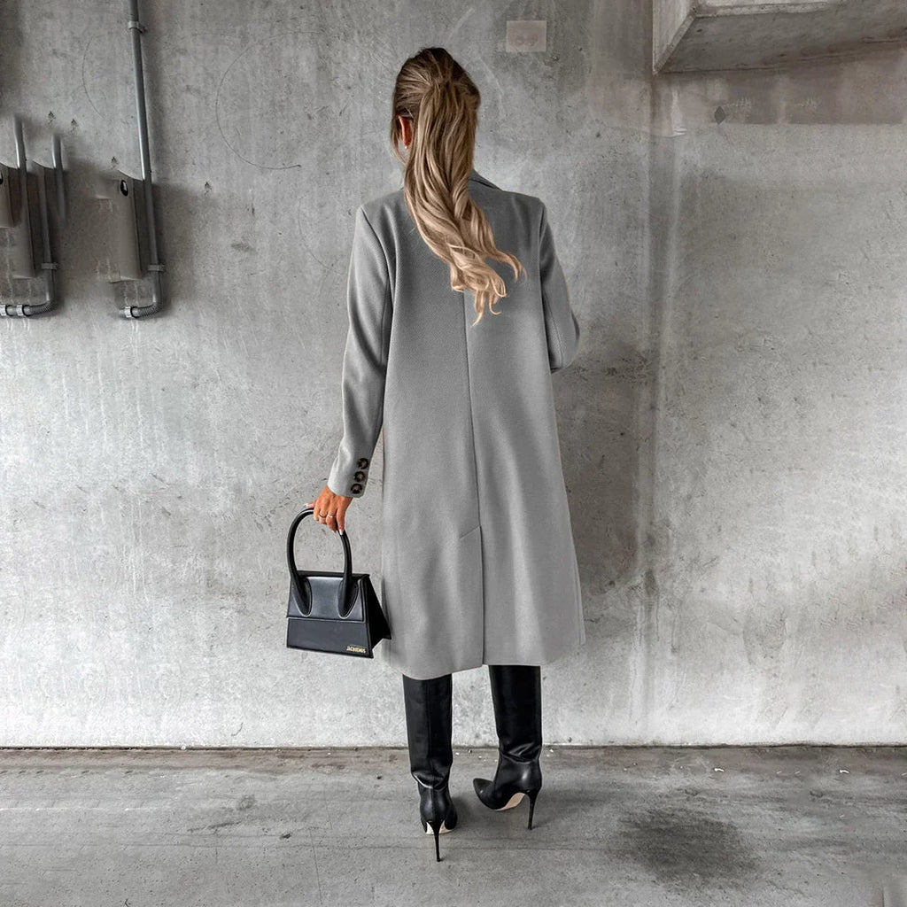 Fitted Women's Winter Trench Coat with Double Button Closure and Belt 3