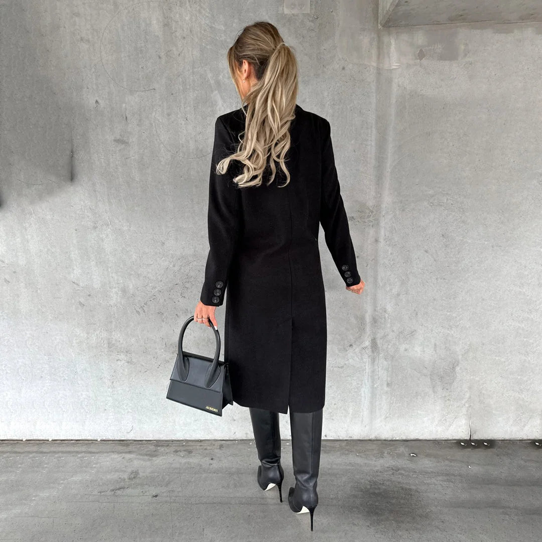 Fitted Women's Winter Trench Coat with Double Button Closure and Belt 5
