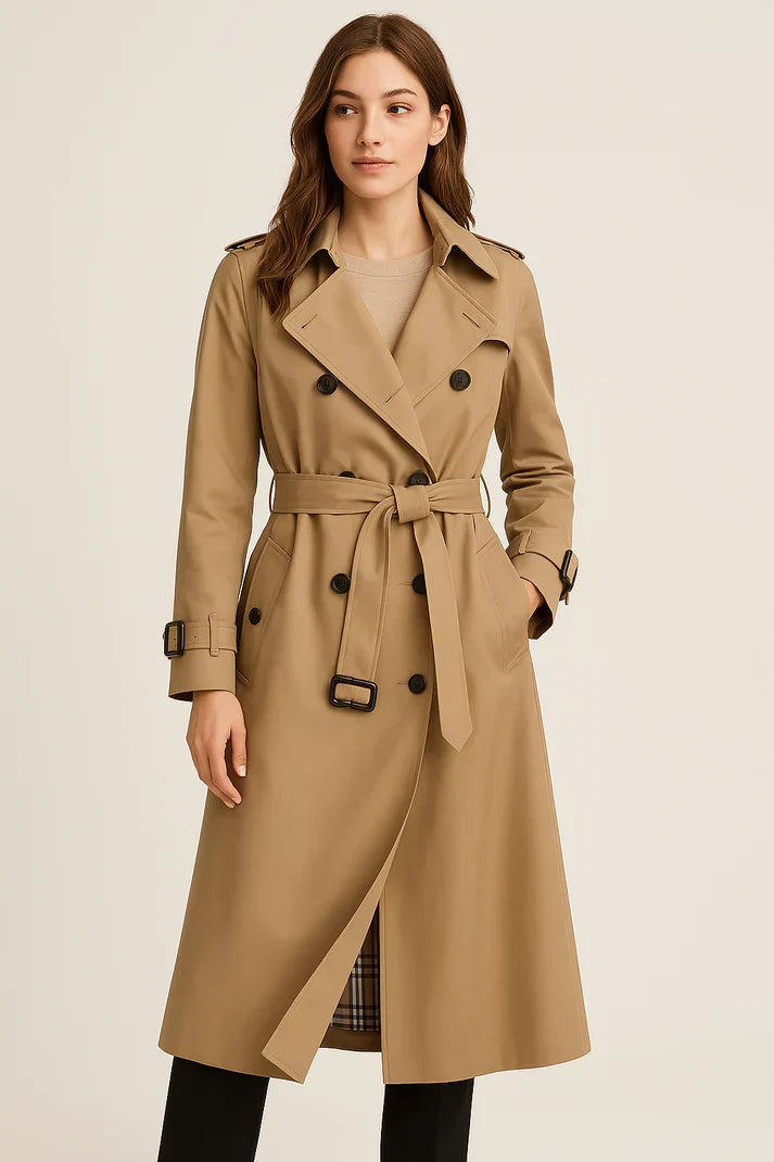 Flattering Trench Coat with Double Button Closure 1