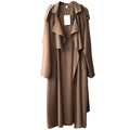 Long Fitted Black Trench Coat for Women with Classic Lapel Collar 0