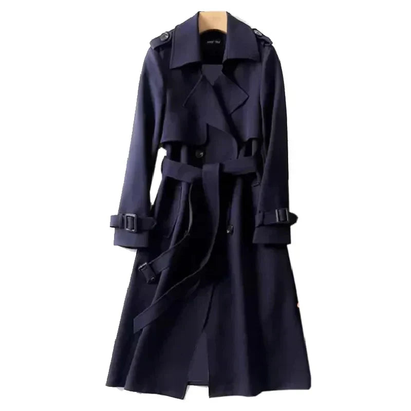 Long Fitted Women's Trench Coat with Double-Button Closure 4