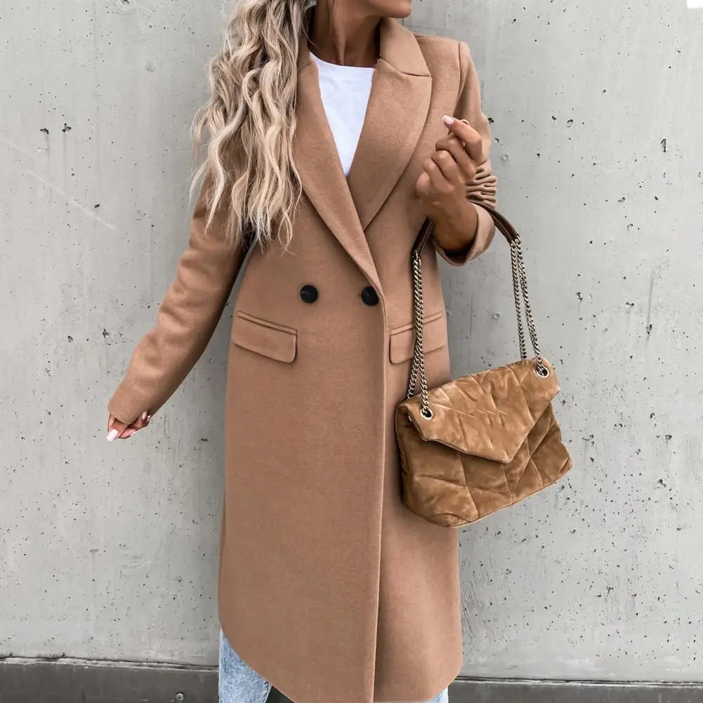 Long Slim Fit Winter Trench Coat with Single-Breasted Closure 0