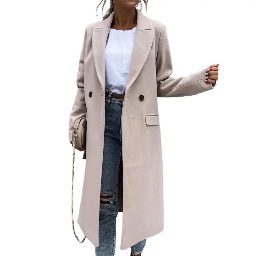 Long Slim Fit Winter Trench Coat with Single-Breasted Closure 1