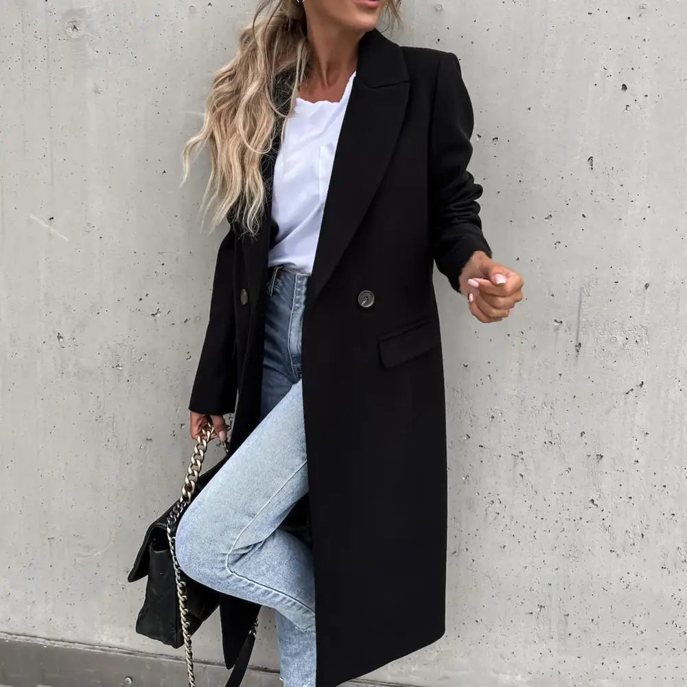 Long Slim Fit Winter Trench Coat with Single-Breasted Closure 2
