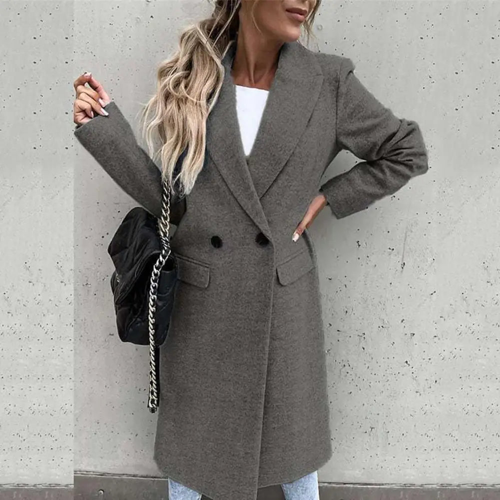 Long Slim Fit Winter Trench Coat with Single-Breasted Closure 4