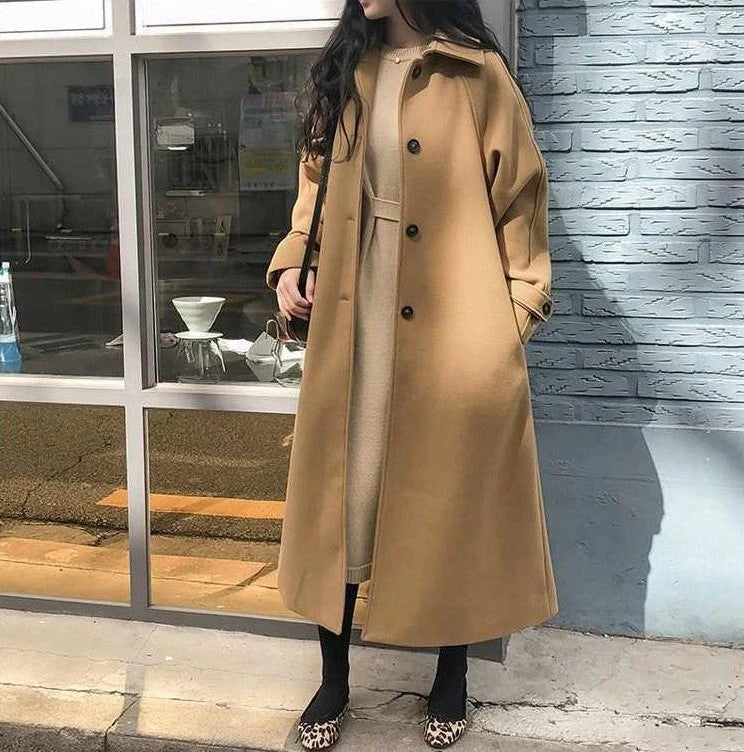 Long Winter Trench Coat with Warm Synthetic Cotton Fabric 0