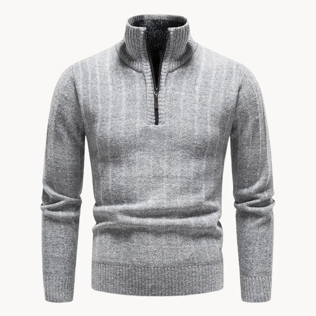 Men's 1/4 Zip Pullover Jumper in Soft Ribbed Knit for Everyday Wear 0