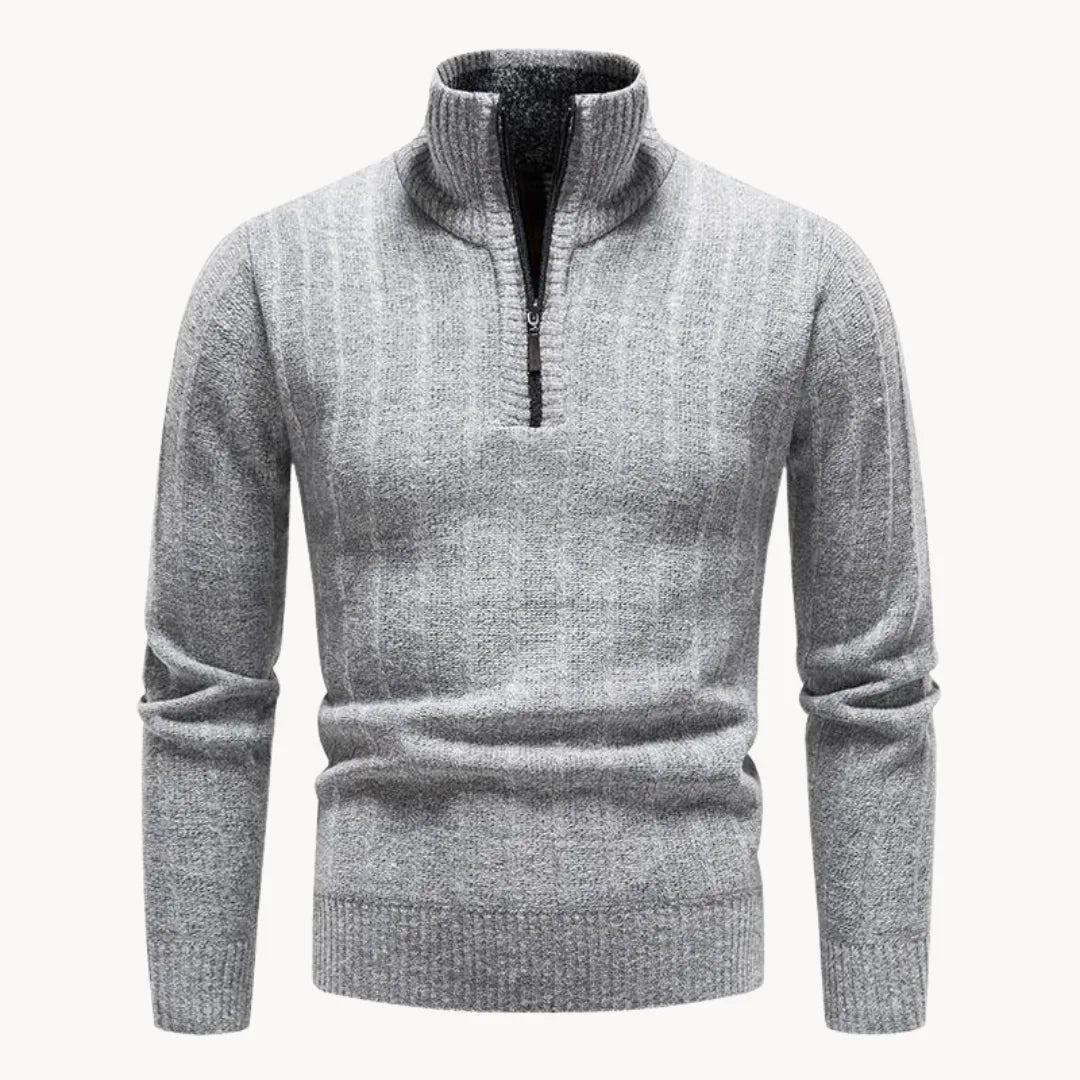 Men's 1/4 Zip Pullover Jumper in Soft Ribbed Knit for Everyday Wear 0