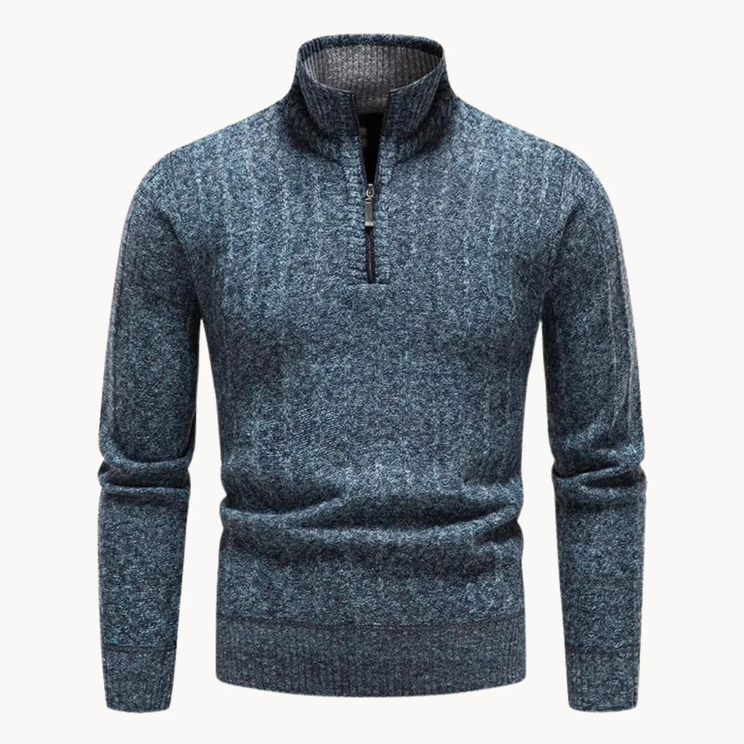 Men's 1/4 Zip Pullover Jumper in Soft Ribbed Knit for Everyday Wear 1