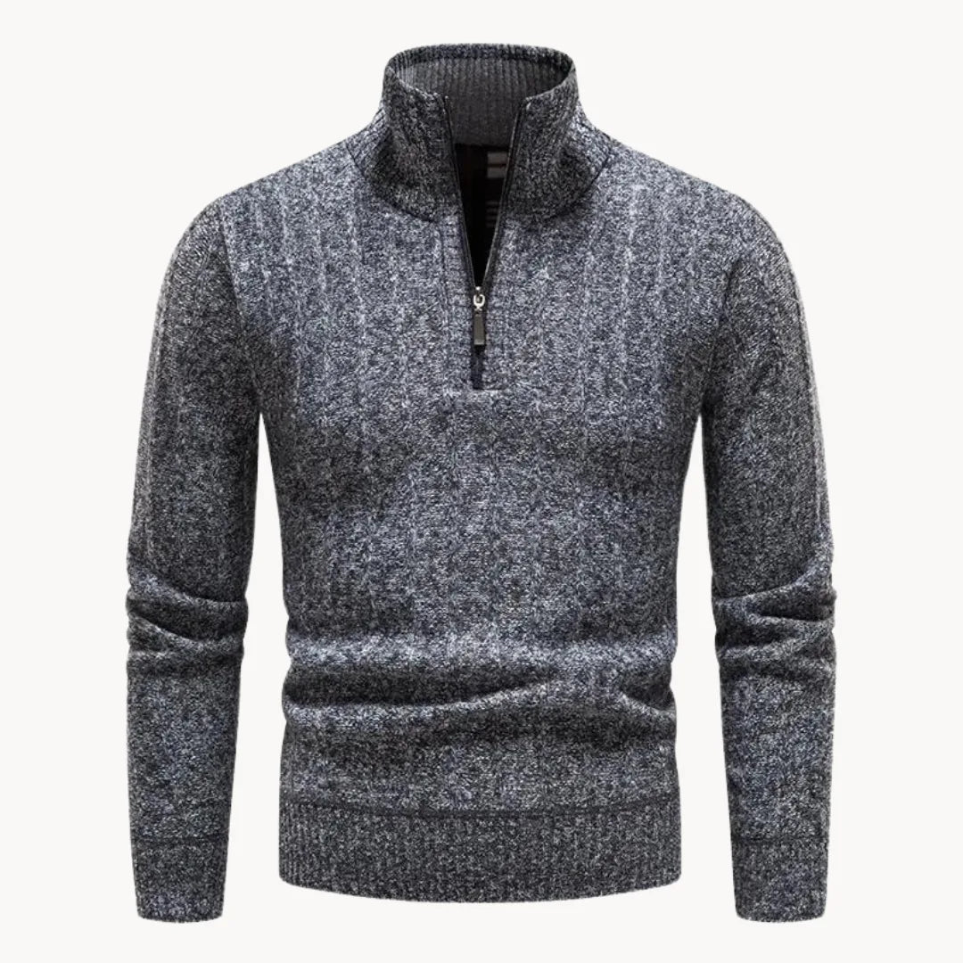 Men's 1/4 Zip Pullover Jumper in Soft Ribbed Knit for Everyday Wear 2