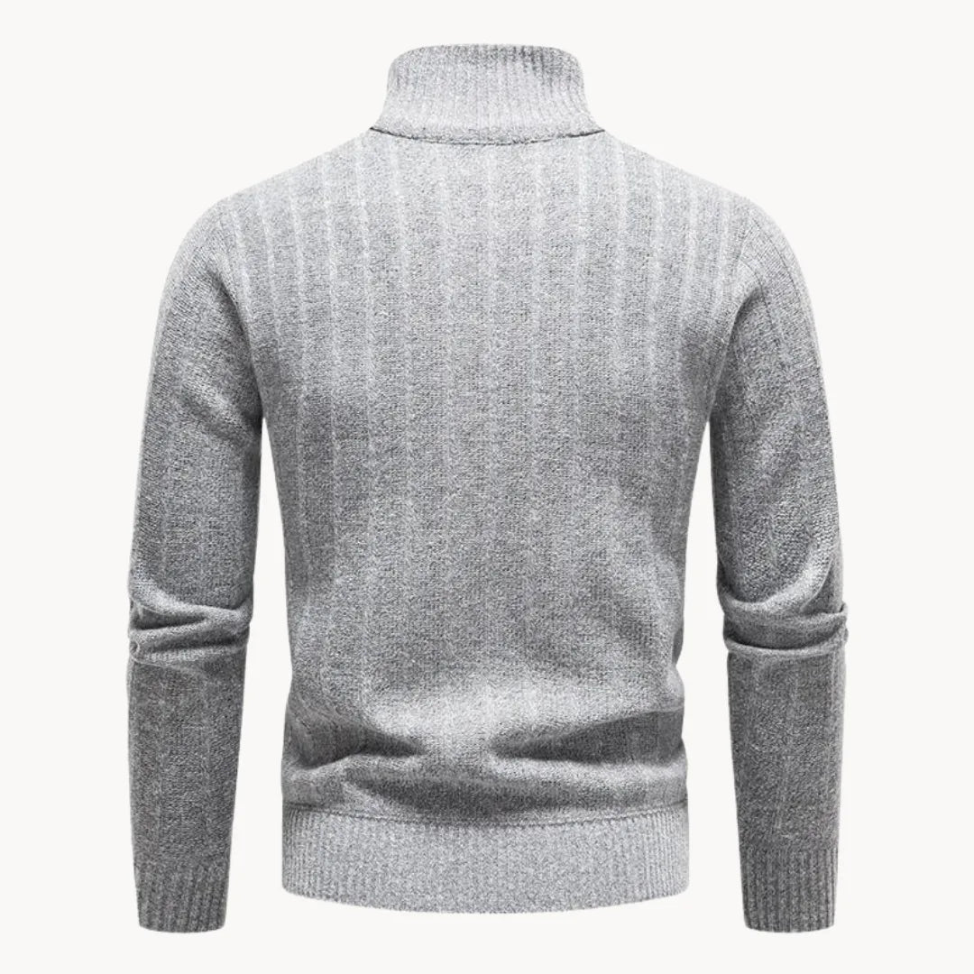 Men's 1/4 Zip Pullover Jumper in Soft Ribbed Knit for Everyday Wear 3