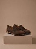Men's Brown Suede Penny Loafers - Slip-On Comfort for Smart Casual Wear 0