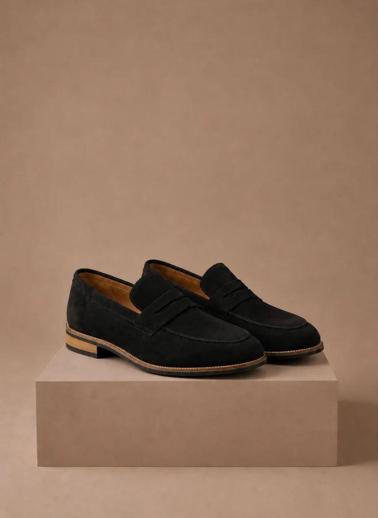 Men's Brown Suede Penny Loafers - Slip-On Comfort for Smart Casual Wear 2