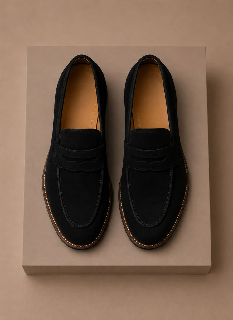 Men's Brown Suede Penny Loafers - Slip-On Comfort for Smart Casual Wear 5