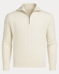 Men's Cable-Knit Sweater with Half-Zip Collar 0