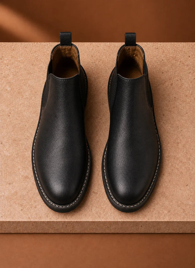 Men's Chelsea Boots with Elastic Panels and Low-Profile Sole 1