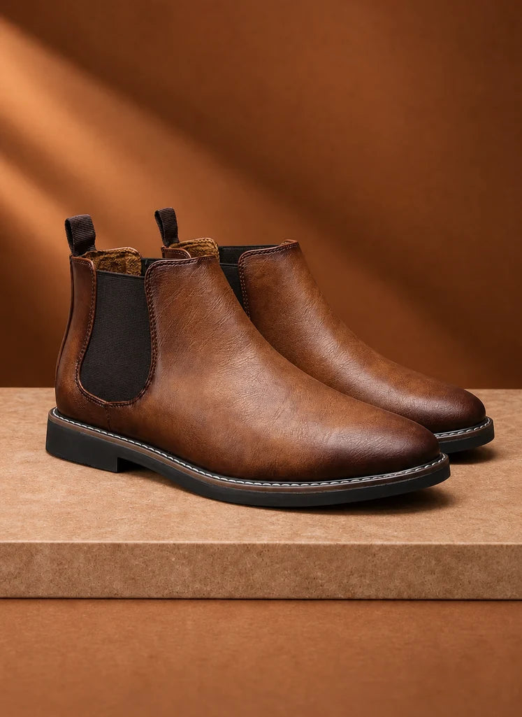 Men's Chelsea Boots with Elastic Panels and Low-Profile Sole 4