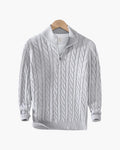 Men's Cotton Half-Zip Cable Knit Sweater Pullover 0