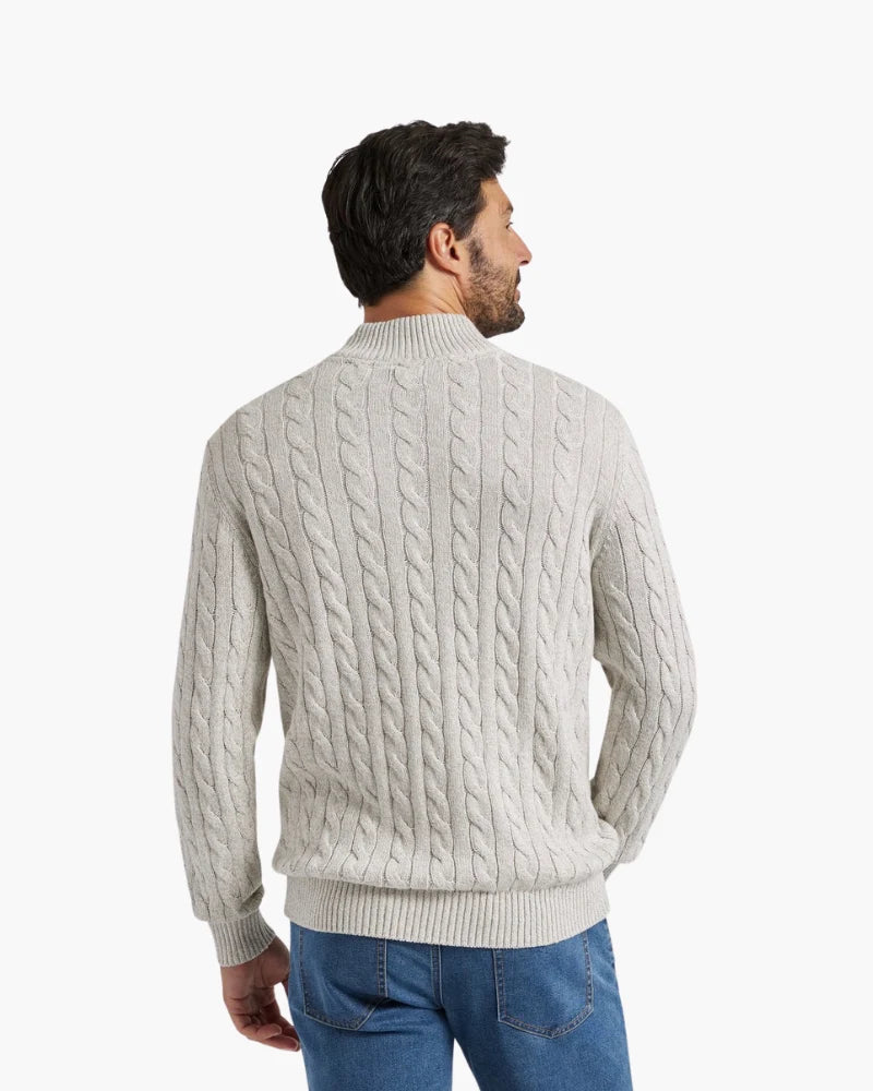 Men's Cotton Half-Zip Cable Knit Sweater Pullover 6