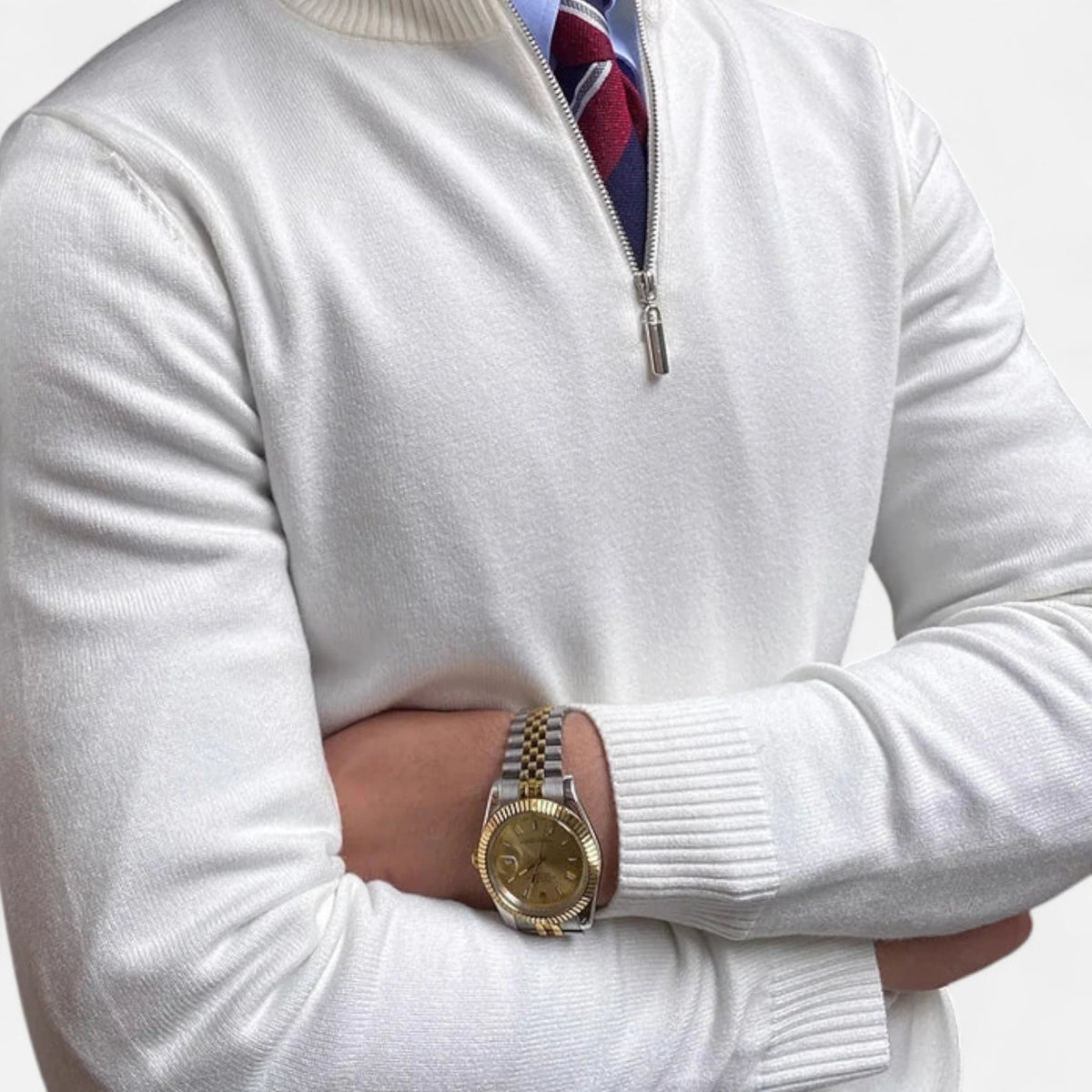 Men's Half-Zip Knit Sweater with Stand Collar for Business Casual 0