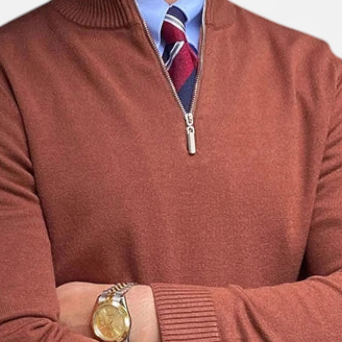 Men's Half-Zip Knit Sweater with Stand Collar for Business Casual 2