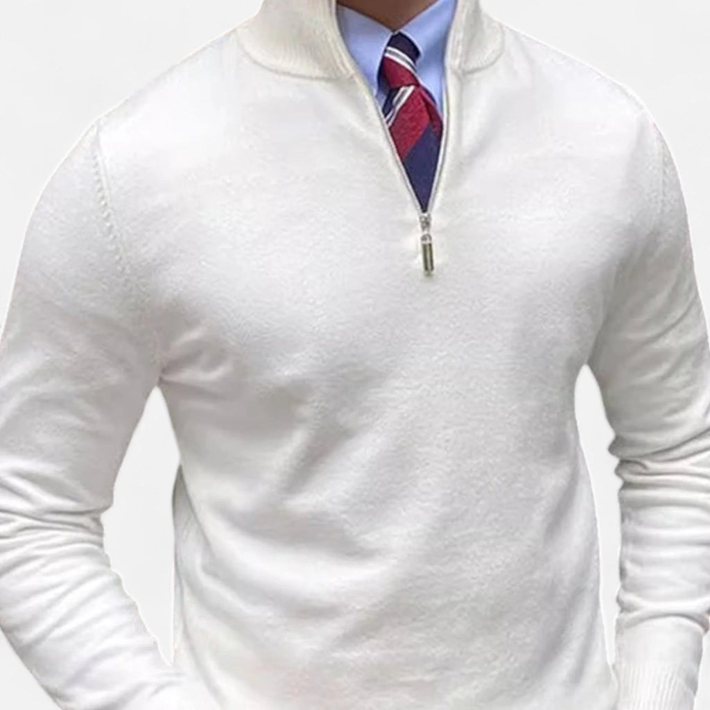 Men's Half-Zip Knit Sweater with Stand Collar for Business Casual 3