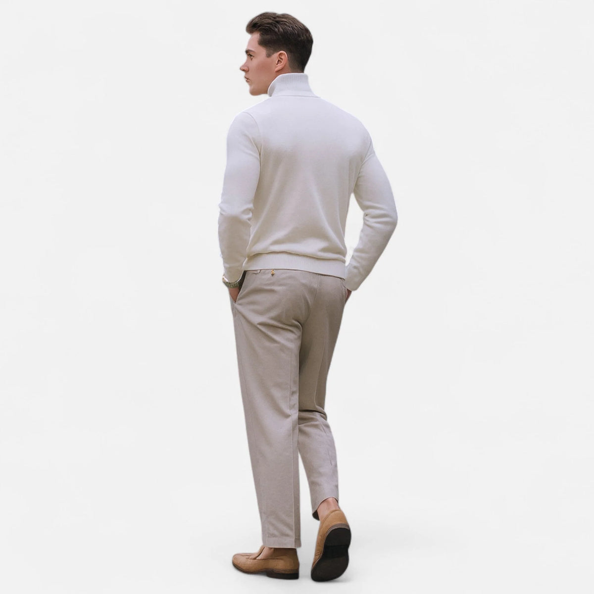 Men's Half-Zip Knit Sweater with Stand Collar for Business Casual 4