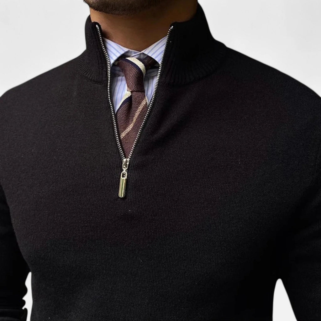 Men's Half-Zip Knit Sweater with Stand Collar for Business Casual 6