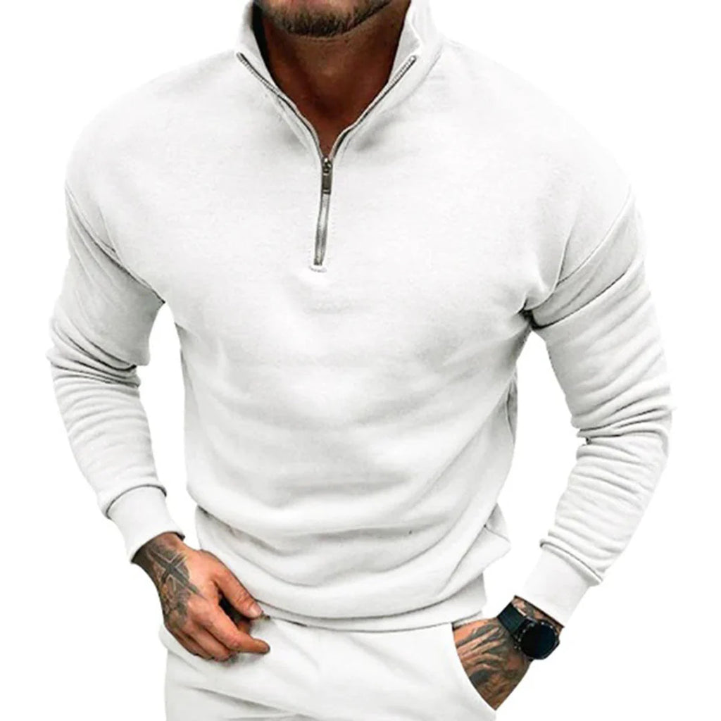Men's Half-Zip Sweater with Stand-Up Collar and Streamlined Fit 0