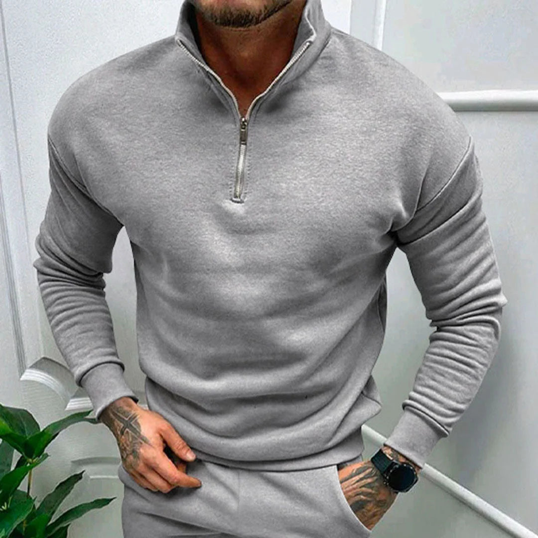 Men's Half-Zip Sweater with Stand-Up Collar and Streamlined Fit 2