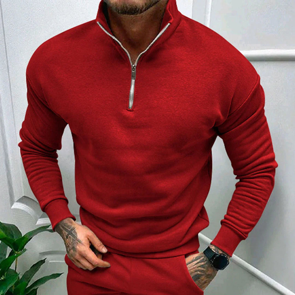 Men's Half-Zip Sweater with Stand-Up Collar and Streamlined Fit 3