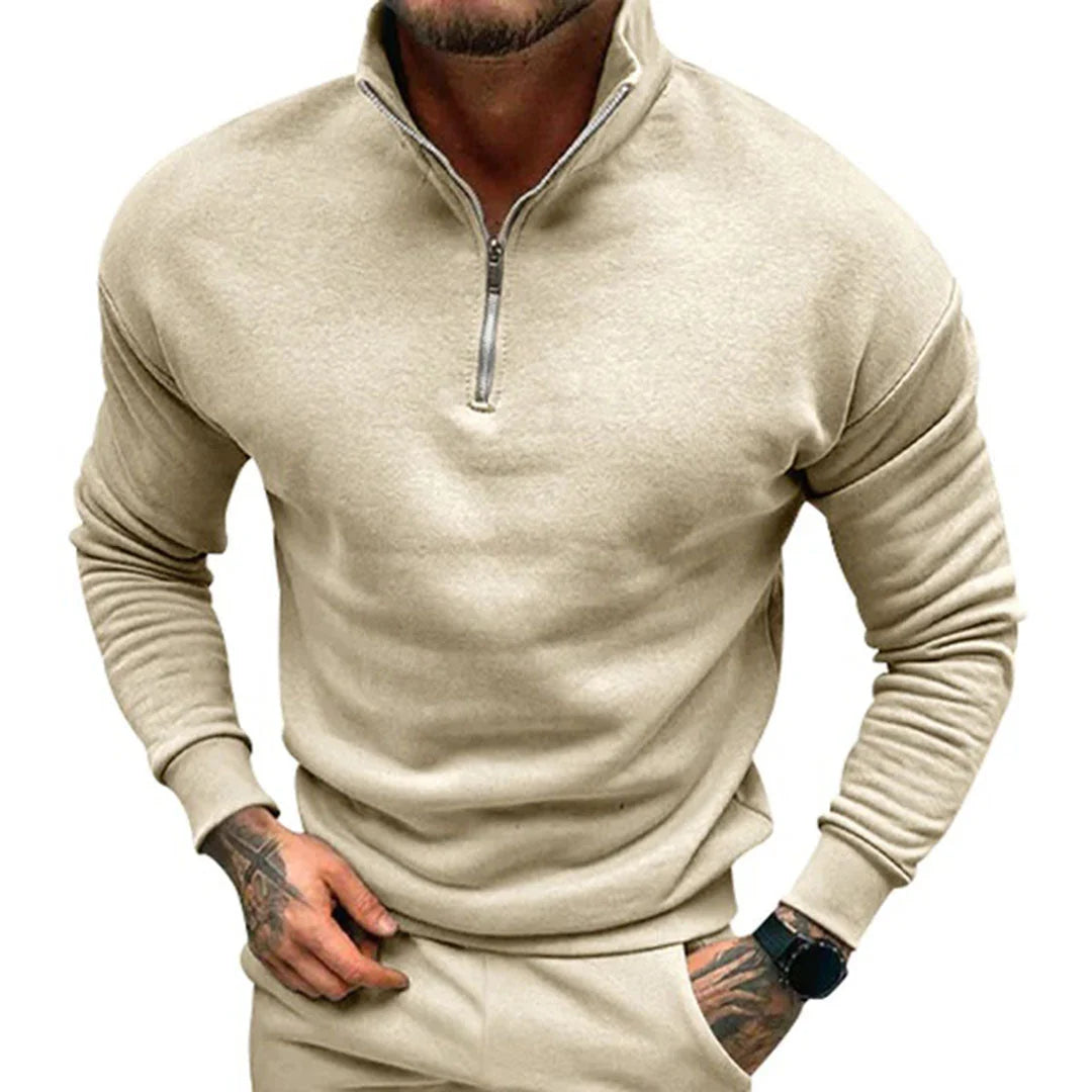 Men's Half-Zip Sweater with Stand-Up Collar and Streamlined Fit 7