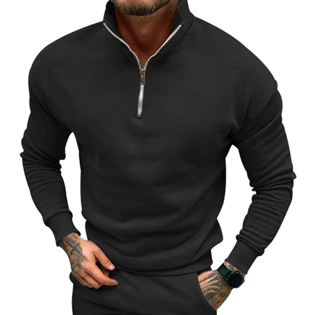 Men's Half-Zip Sweater with Stand-Up Collar and Streamlined Fit 8