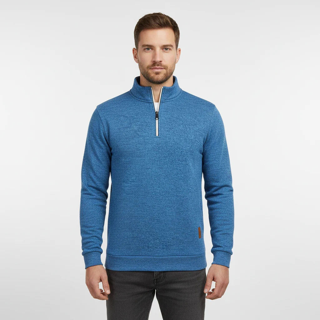 Men's Heather Quarter Zip Sweater with Funnel Neck for Versatile Comfort 1