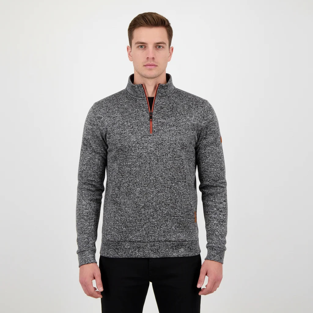 Men's Heather Quarter Zip Sweater with Funnel Neck for Versatile Comfort 2