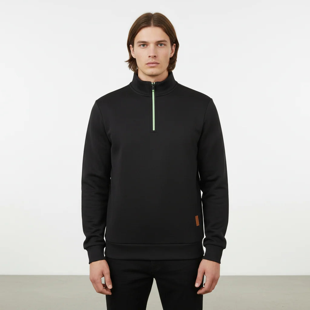 Men's Heather Quarter Zip Sweater with Funnel Neck for Versatile Comfort 4