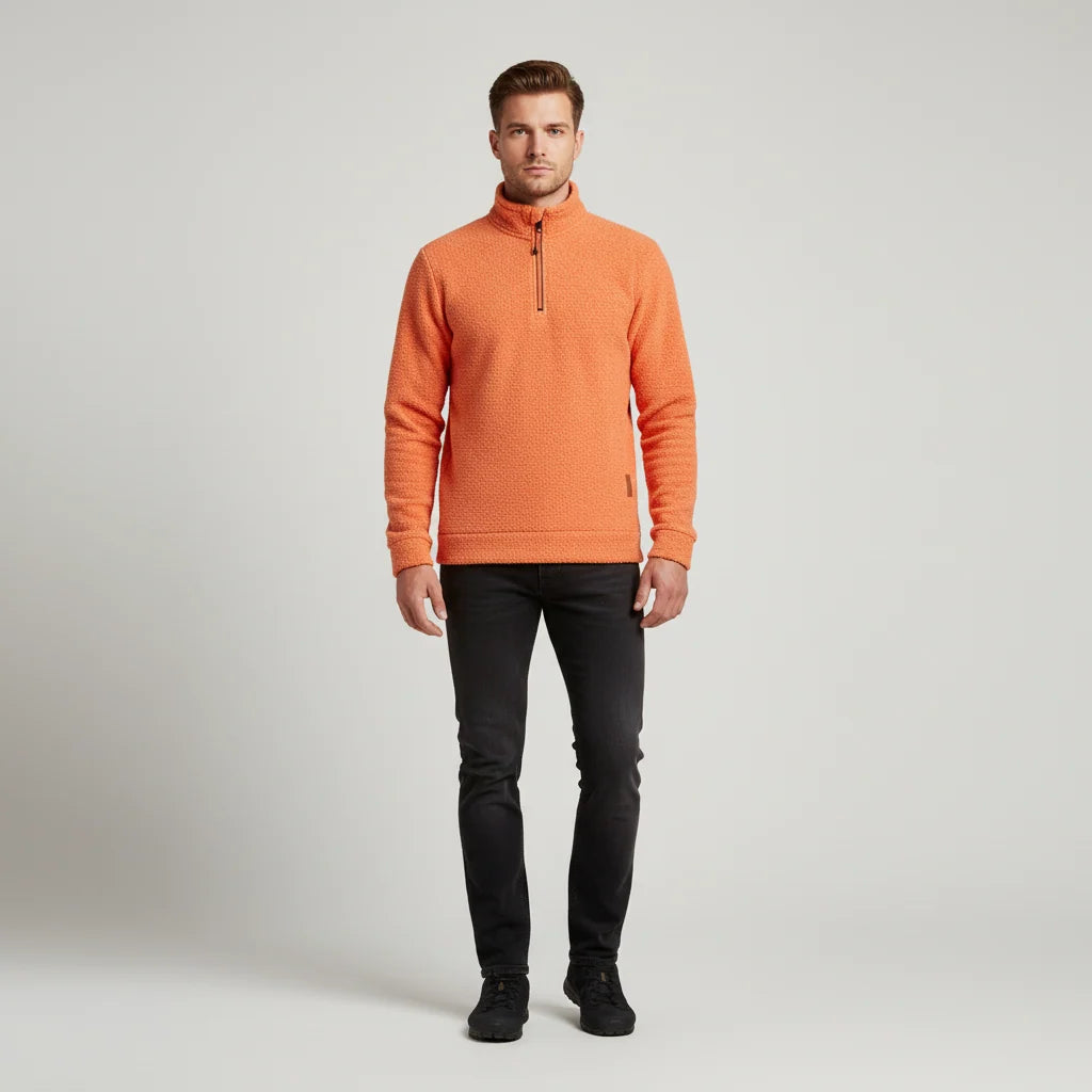 Men's Heather Quarter Zip Sweater with Funnel Neck for Versatile Comfort 5