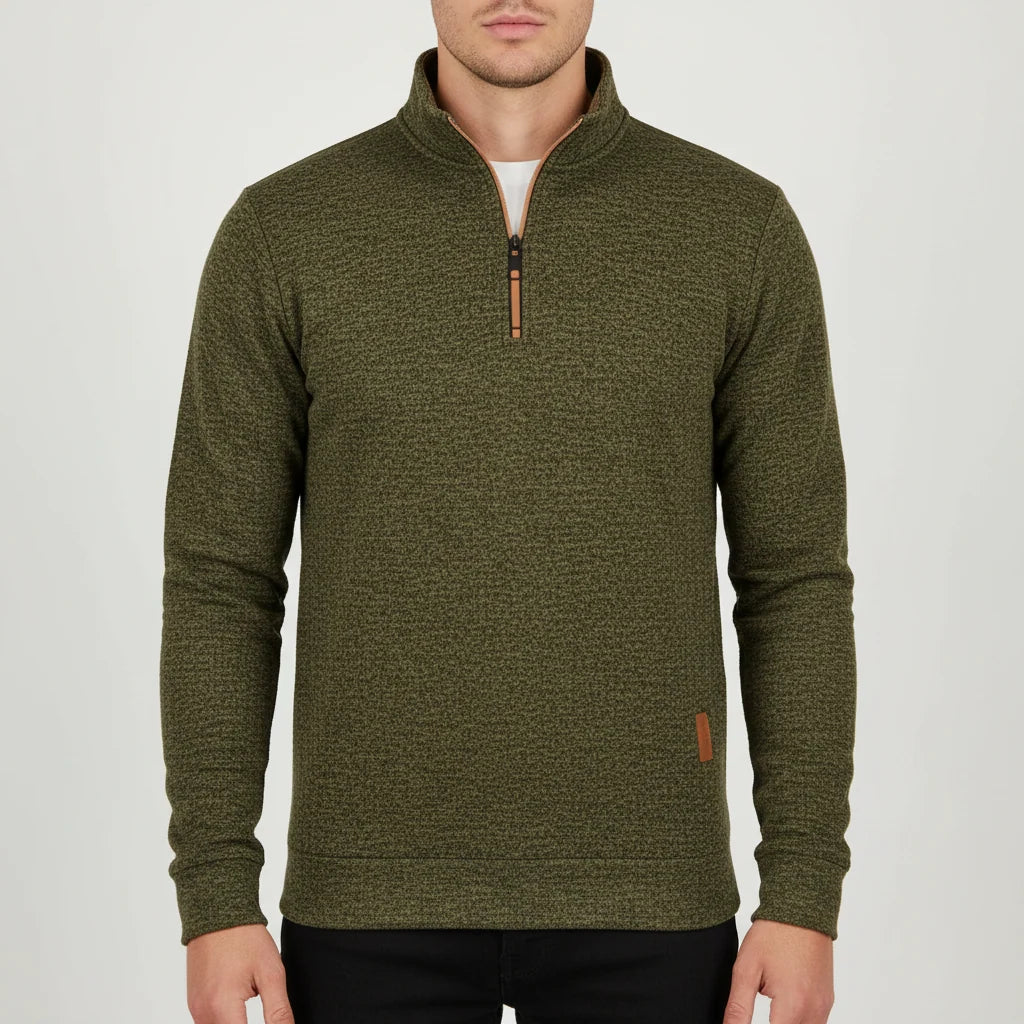Men's Heather Quarter Zip Sweater with Funnel Neck for Versatile Comfort 6