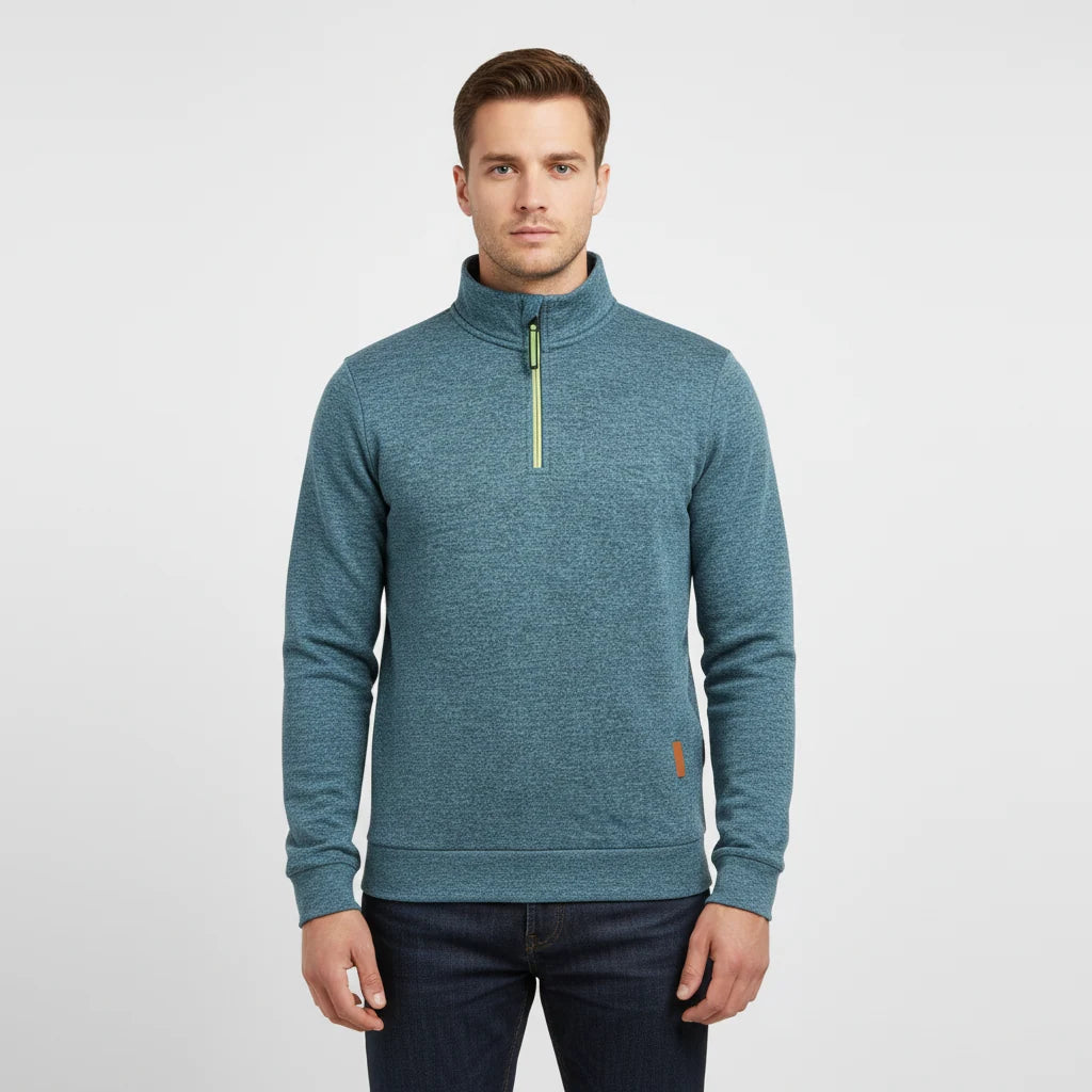 Men's Heather Quarter Zip Sweater with Funnel Neck for Versatile Comfort 7